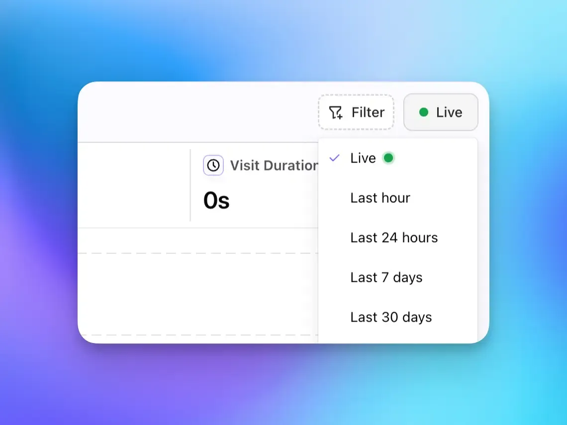 Screenshot of the Timespan selector with Live Mode enabled