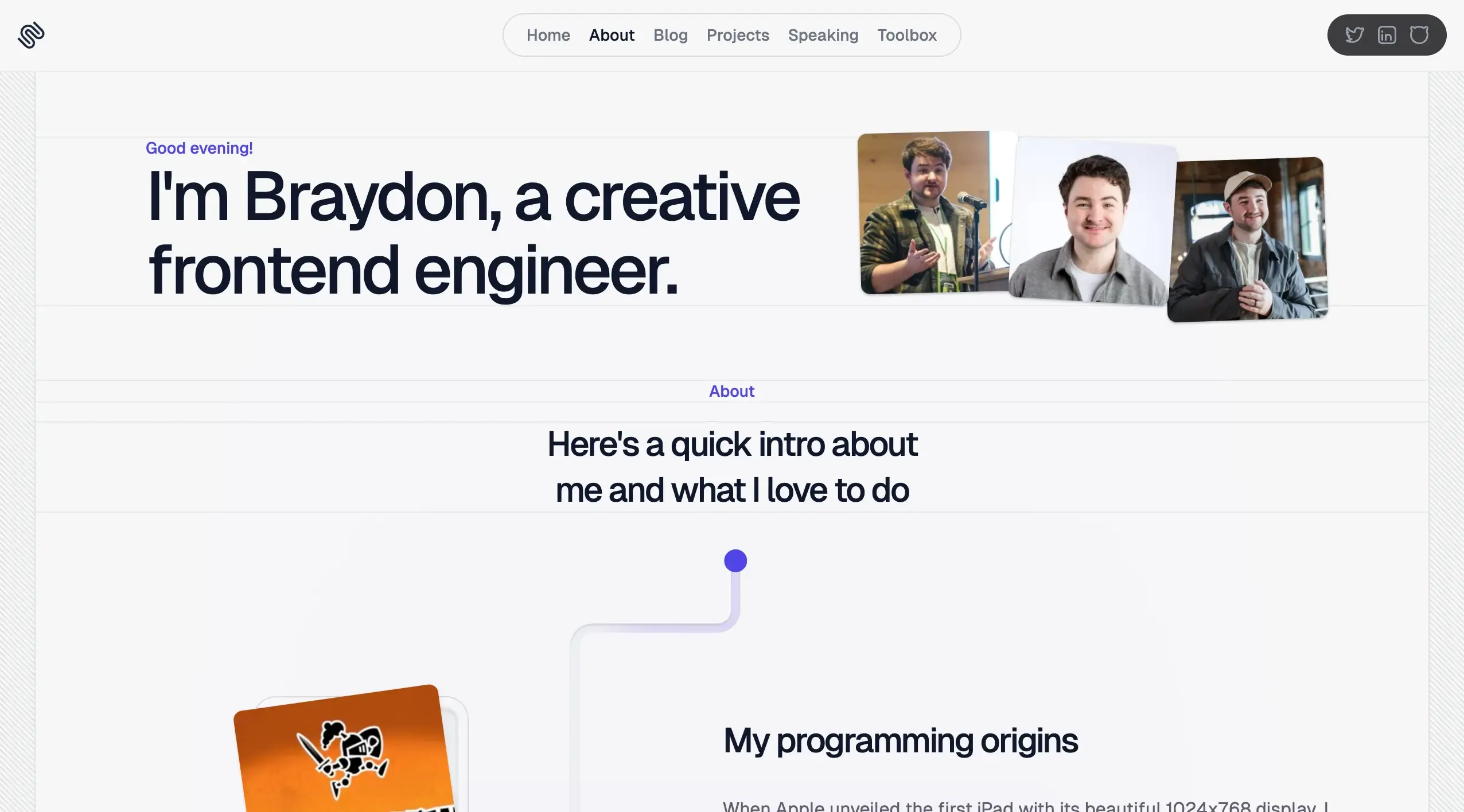 Screenshot of Braydon Coyer's Blogfolio